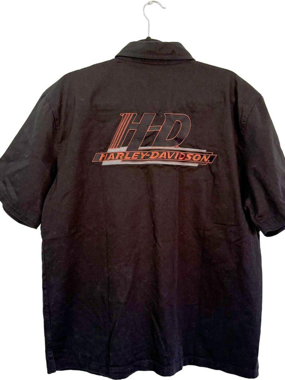 Harley-Davidson Mens Black Button Work Shirt Large